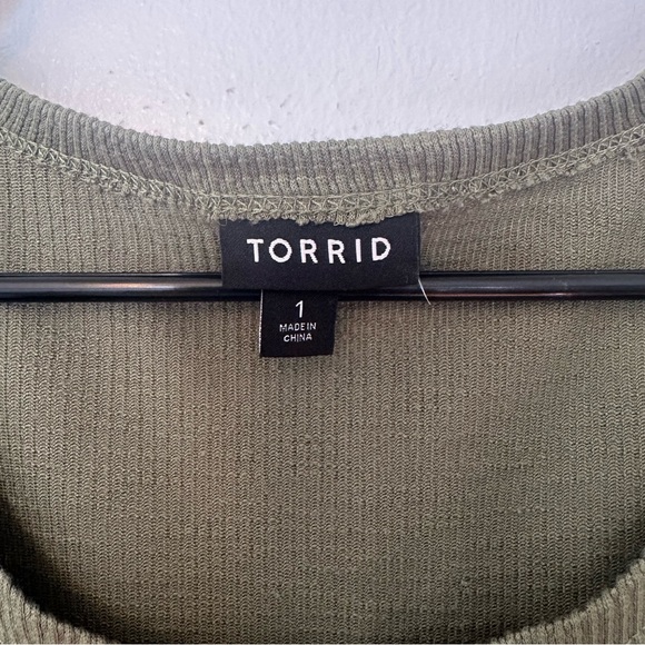 Torrid Green At The Knee Slub Rib Side Slit T-Shirt Dress Size 1 1X 14-16 - Picture 5 of 11